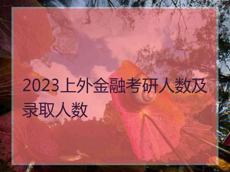 2023上外金融考研人数及录取人数