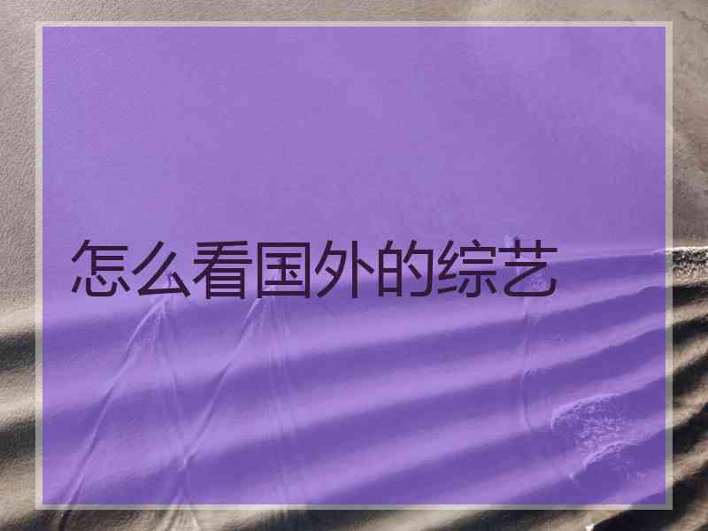怎么看国外的综艺