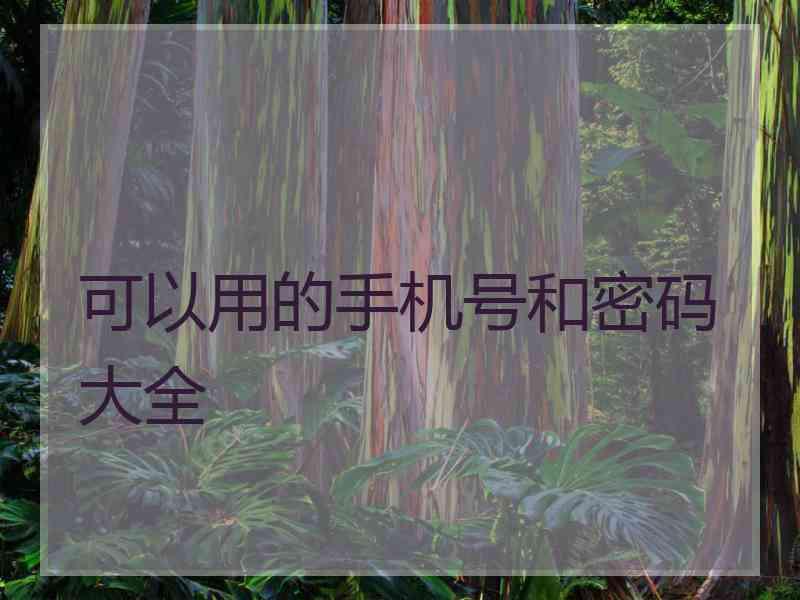 可以用的手机号和密码大全