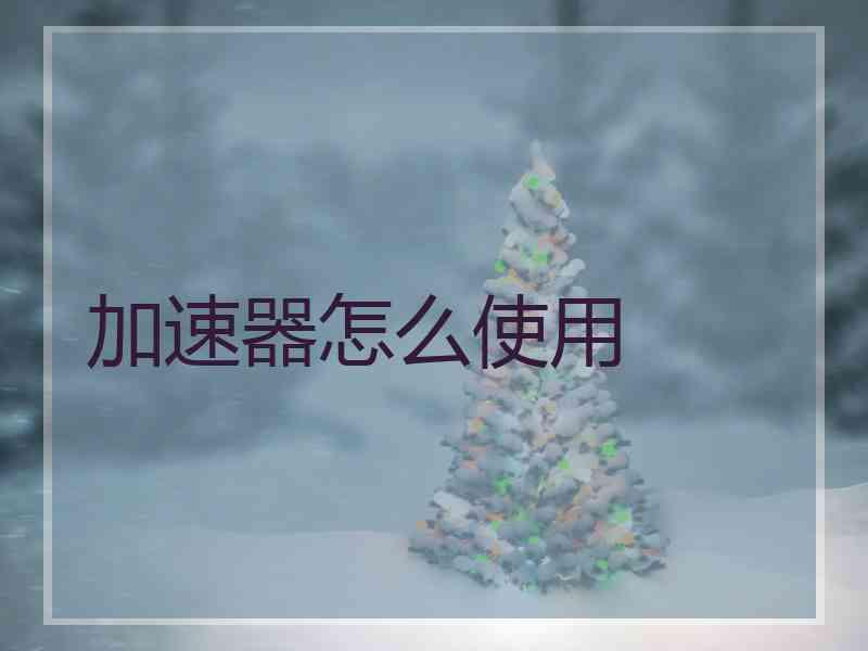 加速器怎么使用